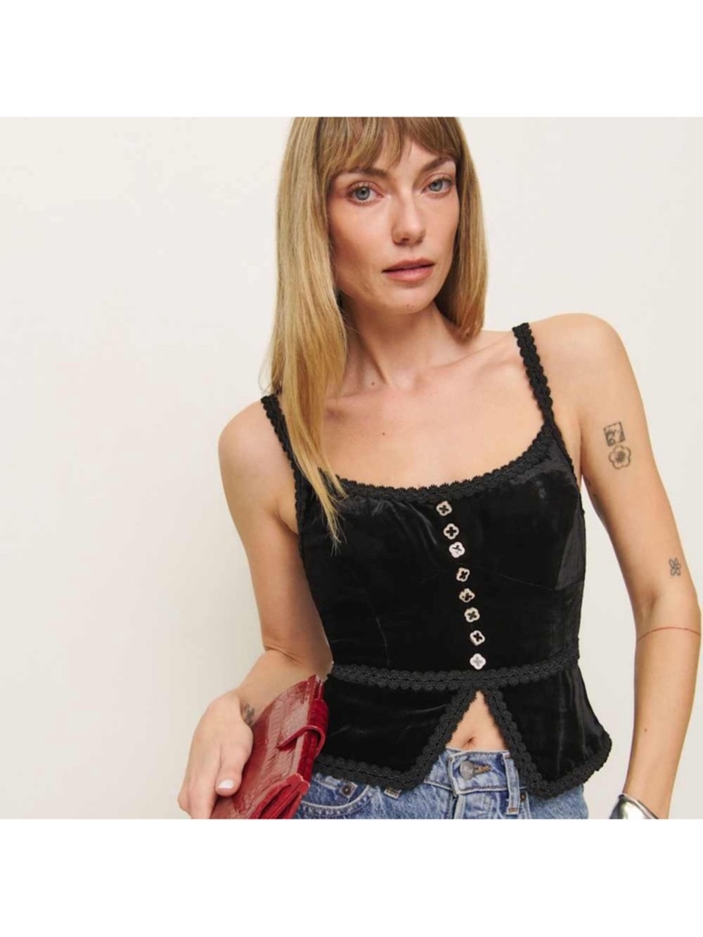 Reformation Minna Velvet Top
